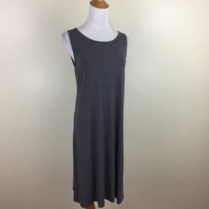 EILEEN FISHER Gray Sleeveless Round Neck Midi/Maxi Dress